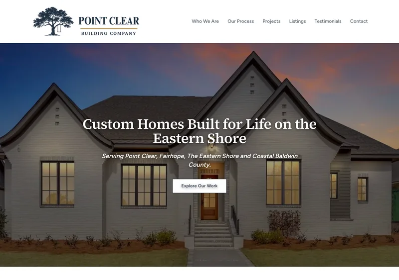 Homepage of the Point Clear Building Company website